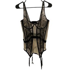 Victoria's Secret Beaded Black Floral Lace Bustier